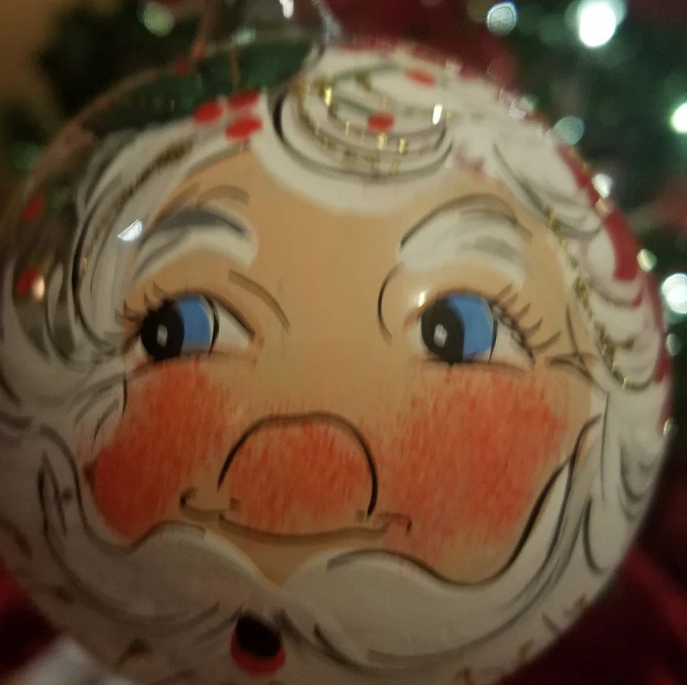 Hand Painted Santa Claus Ball Ornament Glass Christmas